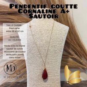 PENDENTIF GOUTTE CORNALINE A+ / SAUTOIR