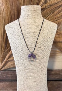 PENDENTIF ARBRE DE VIE AMETHYSTE AVEC CORDON