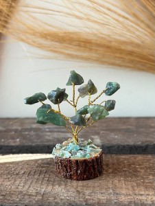 MINI ARBRE GEMMES BASE BOIS/AVENTURINE VERTE