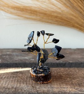 MINI ARBRE GEMMES BASE BOIS/AGATE NOIRE