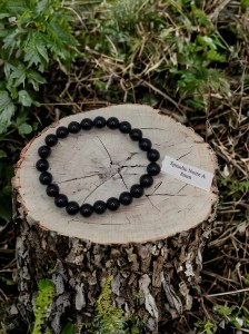 BRACELET SPINELLE NOIRE A BOULE 8MM